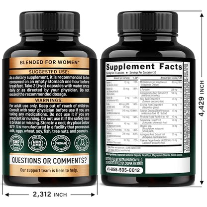 Thyroid Support for Women - Selenium 200 mcg | Astragalus | Zinc & Iodine | L-Tyrosine | Adaptogen Herbs - 21-in-1 Antioxidant & Immune Support - Made in USA - Vegan, Non-GMO, Lab Tested - 60 Capsules - dailyvitalstore