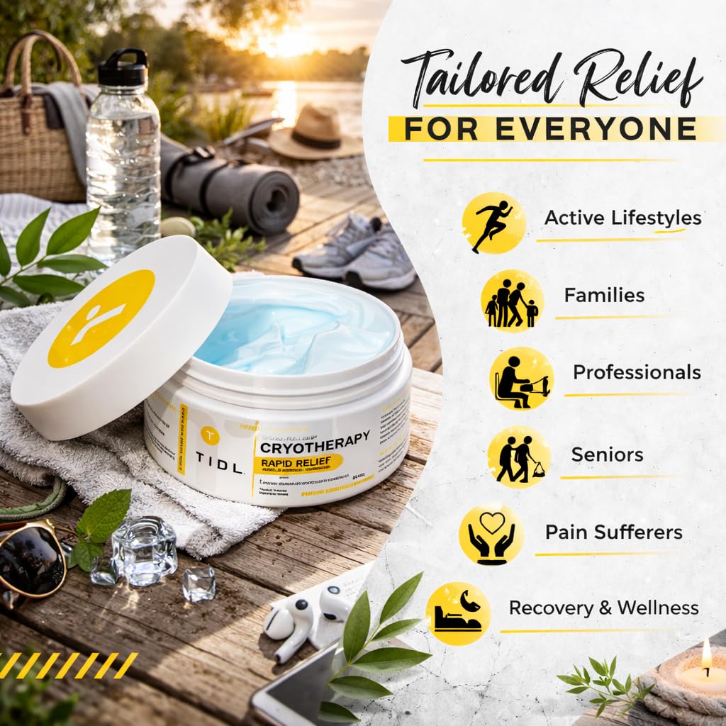 TIDL Cryotherapy Pain Relief Cream, 3 Oz, Targeted Neck Pain, Joint & Muscle Pain Relief with Organic, Plant-Based Menthol, Instant Cooling for Sport & Post Workout Full Body Recovery - dailyvitalstore