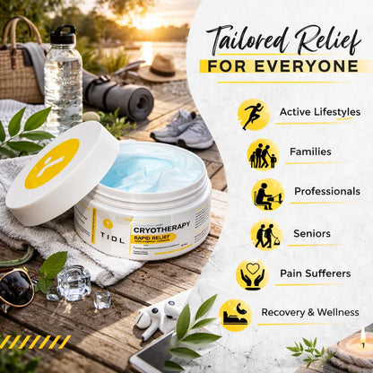 TIDL Cryotherapy Pain Relief Cream, 3 Oz, Targeted Neck Pain, Joint & Muscle Pain Relief with Organic, Plant-Based Menthol, Instant Cooling for Sport & Post Workout Full Body Recovery - dailyvitalstore