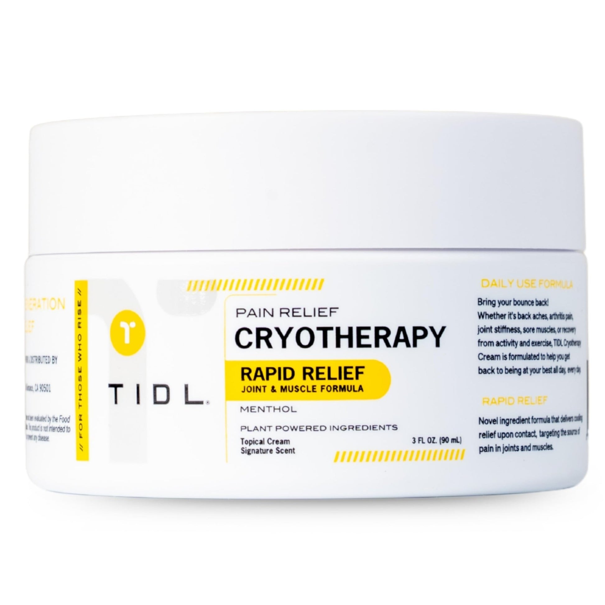 TIDL Cryotherapy Pain Relief Cream, 3 Oz, Targeted Neck Pain, Joint & Muscle Pain Relief with Organic, Plant-Based Menthol, Instant Cooling for Sport & Post Workout Full Body Recovery - dailyvitalstore