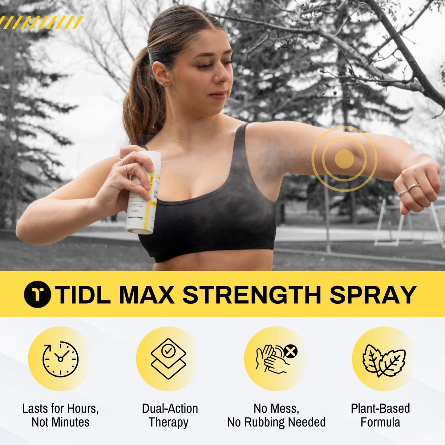 TIDL Cryotherapy Pain Relief Spray, 3 Oz (Pack of 2) Max Strength for Fast-Acting Muscle, Joint & Neck Pain Relief, Plant-Based Menthol & Camphor Pain Reliever, Quick Drying Formula - dailyvitalstore