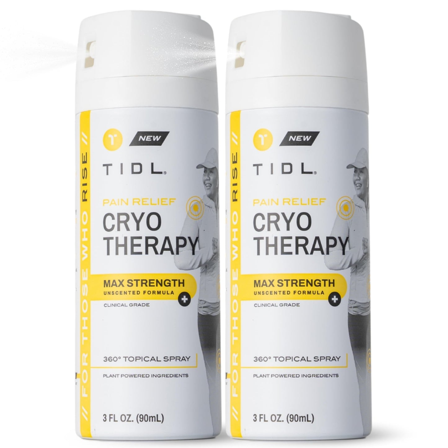 TIDL Cryotherapy Pain Relief Spray, 3 Oz (Pack of 2) Max Strength for Fast-Acting Muscle, Joint & Neck Pain Relief, Plant-Based Menthol & Camphor Pain Reliever, Quick Drying Formula - dailyvitalstore