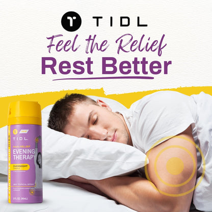 TIDL - Evening Therapy Pain Relief Spray - Fast-Acting Relief for Lower Back, Knee, Muscle & Joint Pain - Nighttime Relaxation & Skin Hydration - Lavender, Topical, Plant-Based Menthol (3oz, 1-Pack) - dailyvitalstore