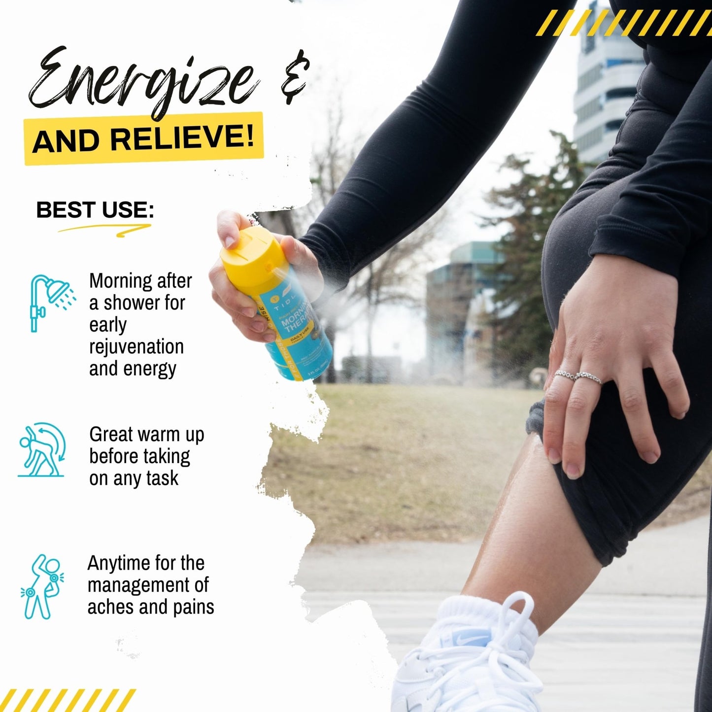 TIDL Pain Relief Spray, 3 Oz, Refreshing Morning Therapy for Muscle, Joint & Neck Pain Relief, Energizing, Plant-Based Menthol & Camphor Pain Reliever, Quick Drying Formula - dailyvitalstore