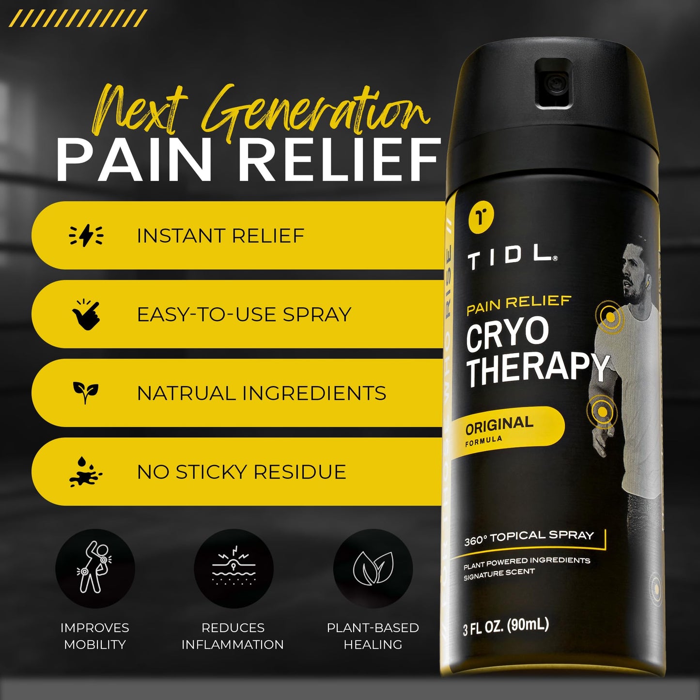 TIDL Pain Relief Spray Bundle – Morning, Cryotherapy & Evening Therapy – 3 x 3oz Sprays for Muscle, Joint, Neck, Back & Knee Pain Relief – Plant-Based Menthol Day & Night Care - dailyvitalstore