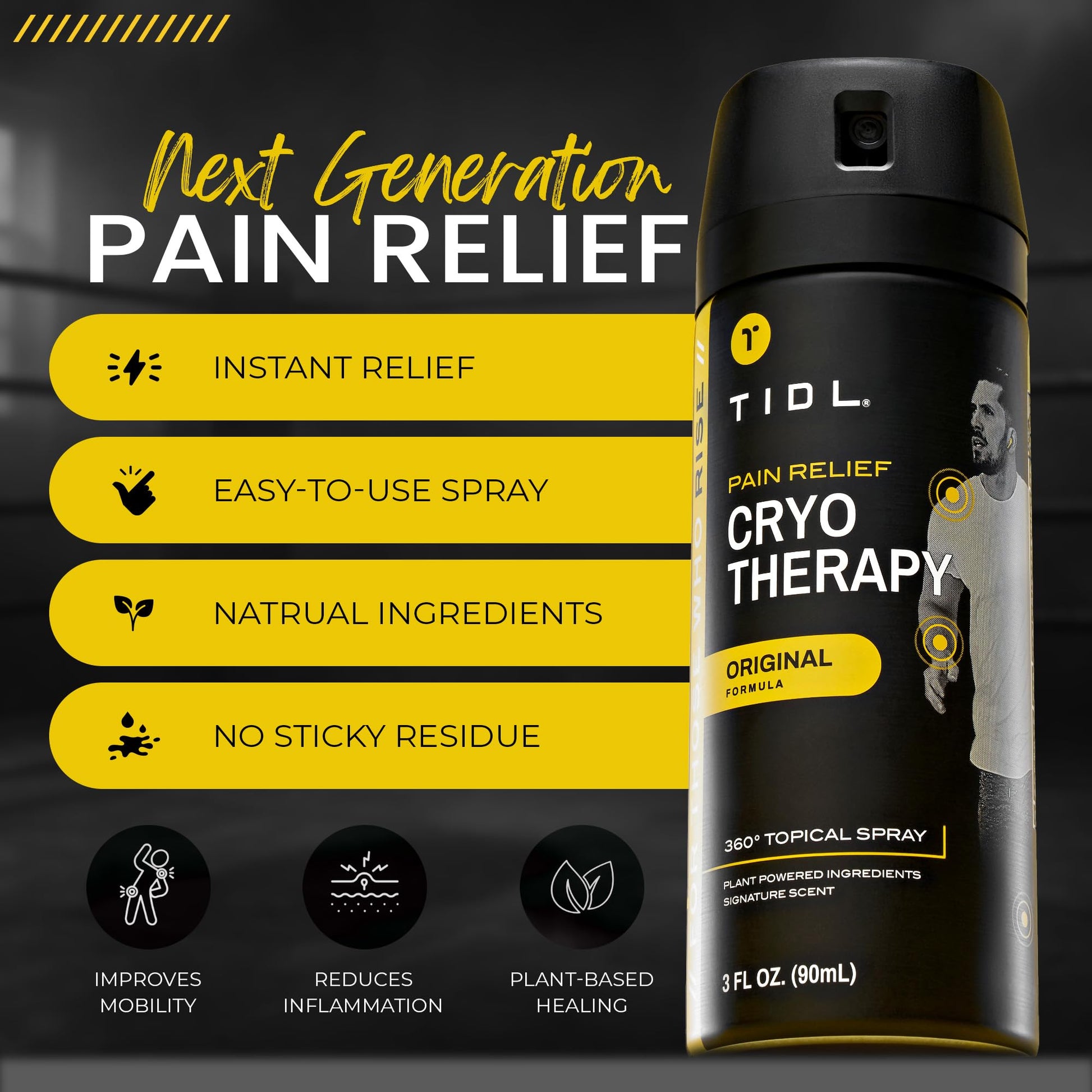 TIDL Pain Relief Spray Bundle – Morning, Cryotherapy & Evening Therapy – 3 x 3oz Sprays for Muscle, Joint, Neck, Back & Knee Pain Relief – Plant-Based Menthol Day & Night Care - dailyvitalstore