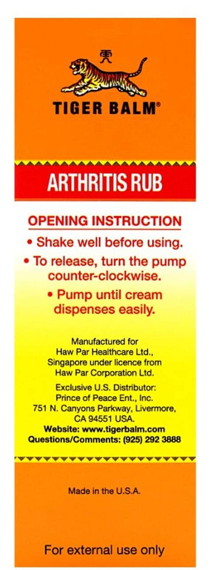 Tiger Balm Arthritis Rub, 4 Ounce - 3 per case. - dailyvitalstore