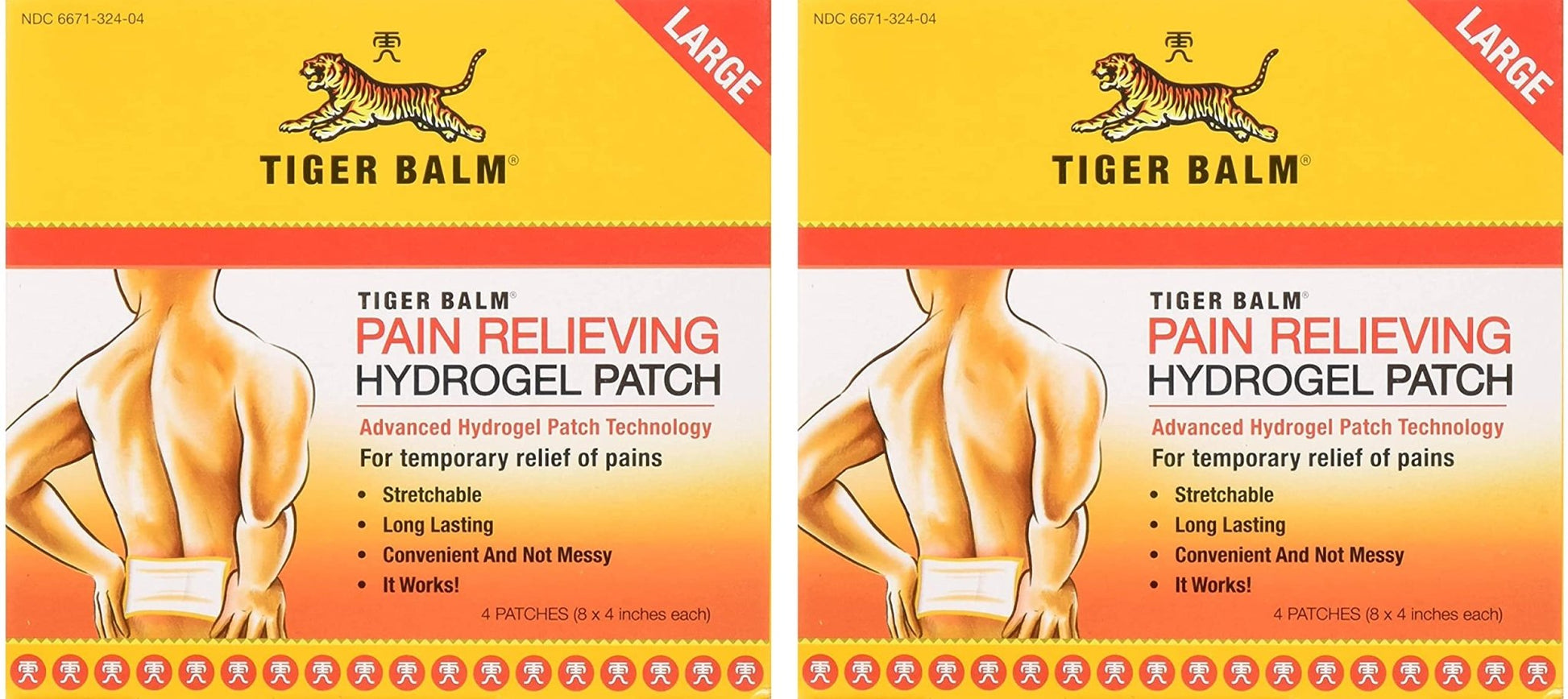 Tiger Balm Pain Relieving Patch, Large 4 Each, 4 Count, Pack of 2 - dailyvitalstore