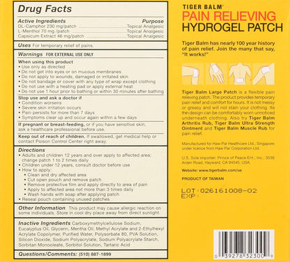 Tiger Balm Pain Relieving Patch, Large 4 Each, 4 Count, Pack of 2 - dailyvitalstore