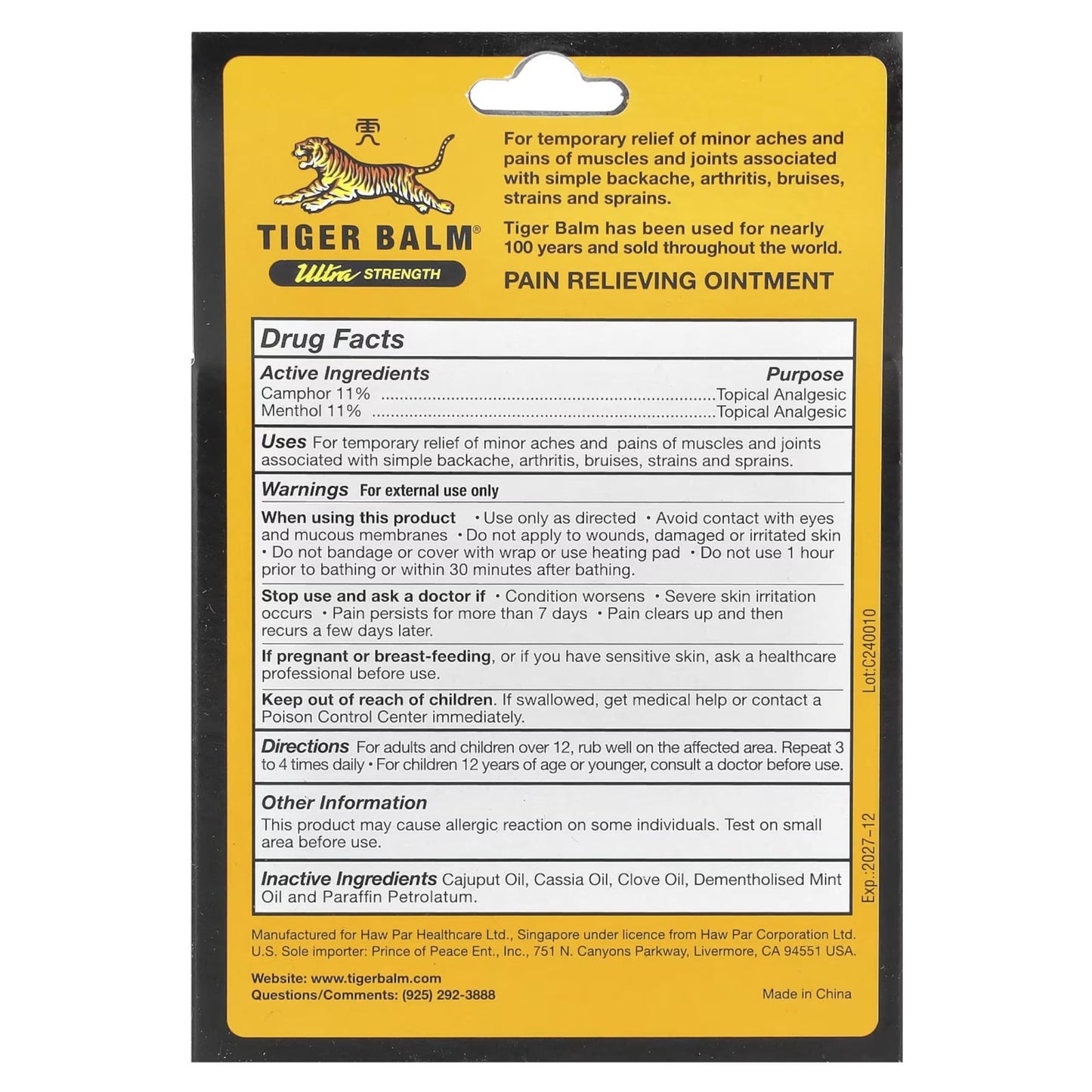Tiger Balm Sport Rub Pain Relieving Ointment, Ultra Strength 1.70 oz (Pack of 5) - dailyvitalstore