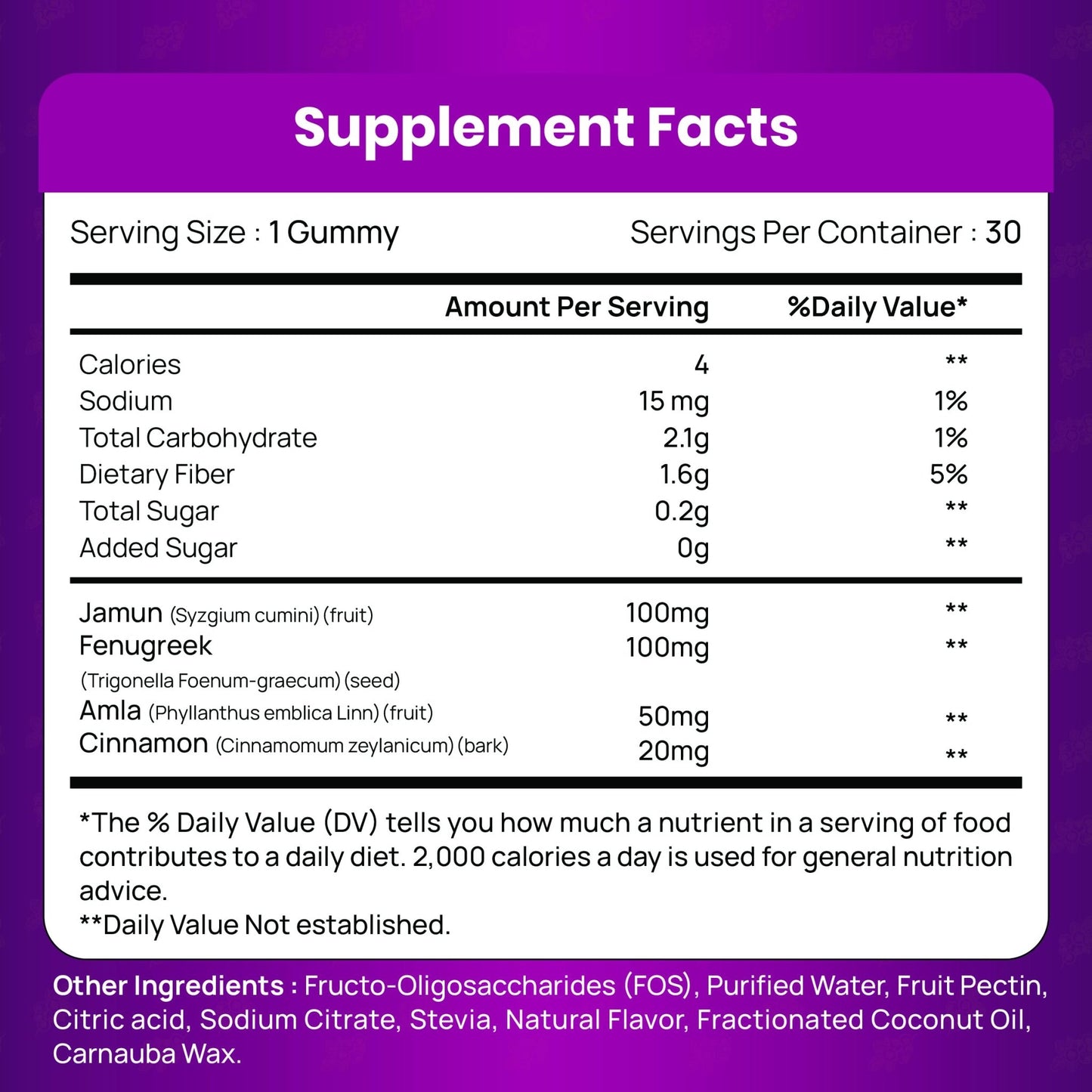TIKDI GlucoPlum Gummy - 30 Count - Supports Healthy Blood Sugar Levels Already Within Normal Range. All Natural with Indian BlackBerry, Fenugreek, Cinnamon, Vegan, No Added Sugar - dailyvitalstore