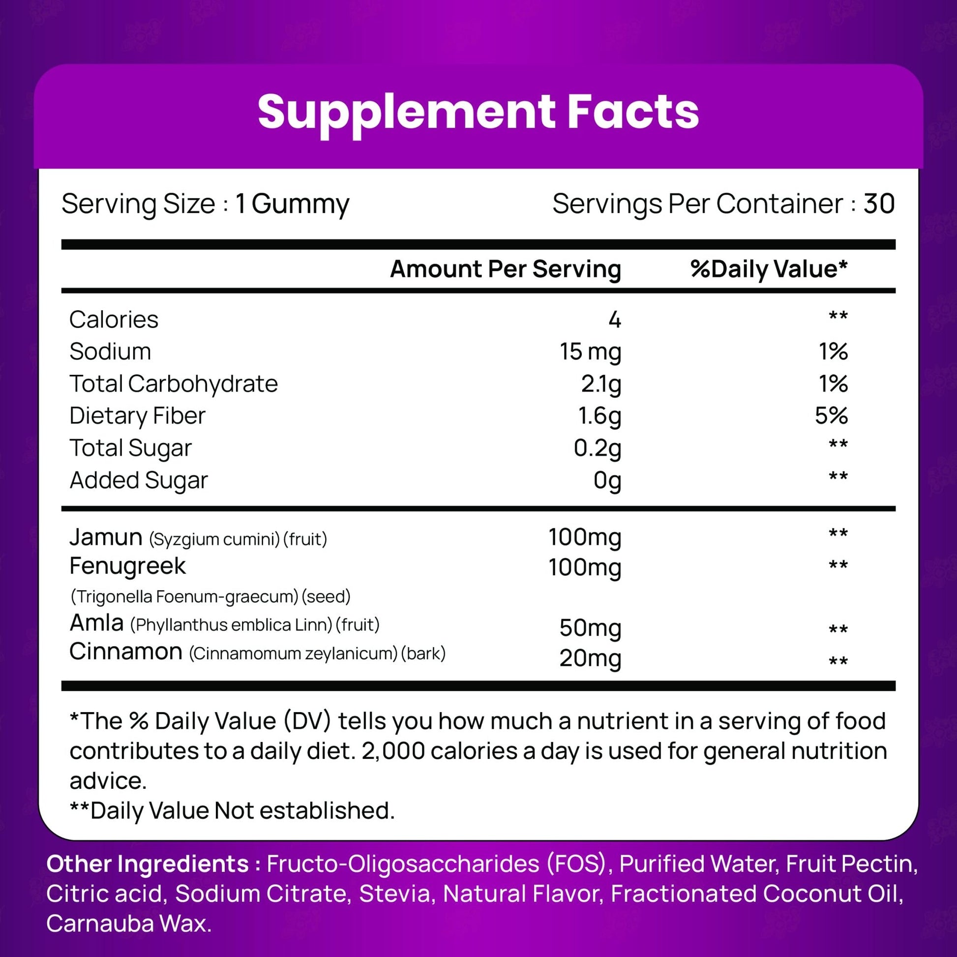 TIKDI GlucoPlum Gummy - 30 Count - Supports Healthy Blood Sugar Levels Already Within Normal Range. All Natural with Indian BlackBerry, Fenugreek, Cinnamon, Vegan, No Added Sugar - dailyvitalstore