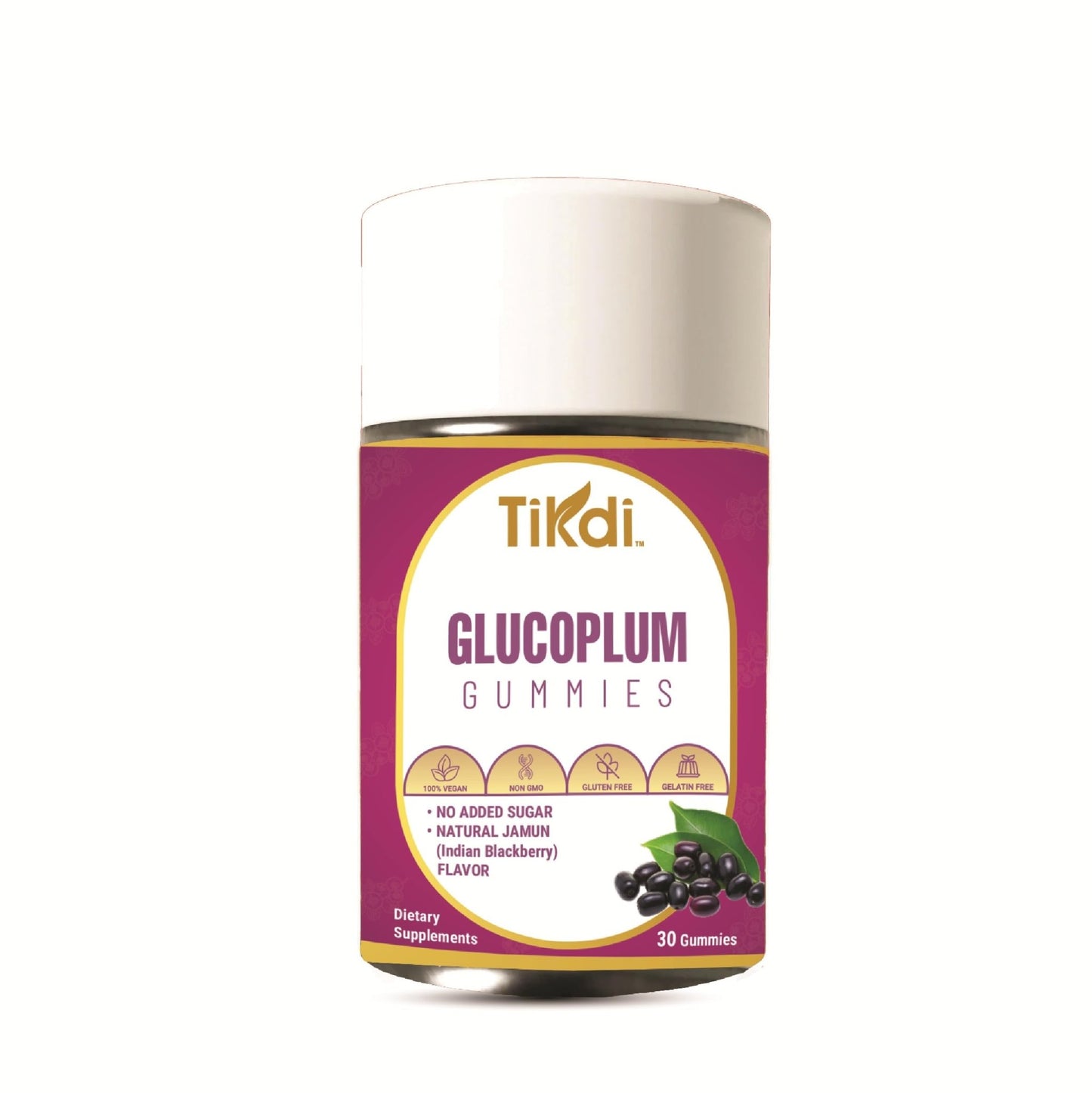 TIKDI GlucoPlum Gummy - 30 Count - Supports Healthy Blood Sugar Levels Already Within Normal Range. All Natural with Indian BlackBerry, Fenugreek, Cinnamon, Vegan, No Added Sugar - dailyvitalstore