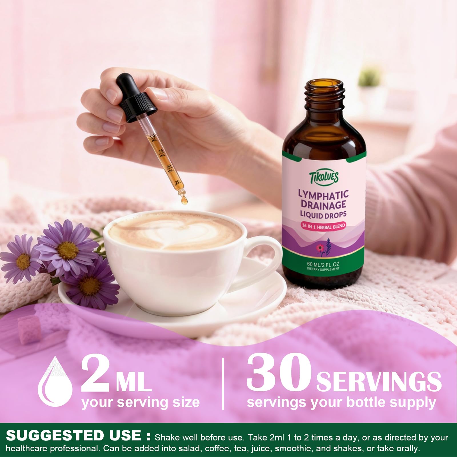 TIKOLUES Lymphatic Drainage Drops | Organic Lymphatic Cleanse Immune Support Supplement | Lymphatic Support with Echinacea & Elderberry | Herbal Blend | Non-GMO | 2 Fl Oz - dailyvitalstore