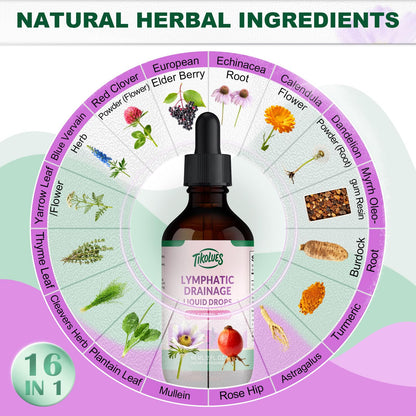 TIKOLUES Lymphatic Drainage Drops | Organic Lymphatic Cleanse Immune Support Supplement | Lymphatic Support with Echinacea & Elderberry | Herbal Blend | Non-GMO | 2 Fl Oz - dailyvitalstore