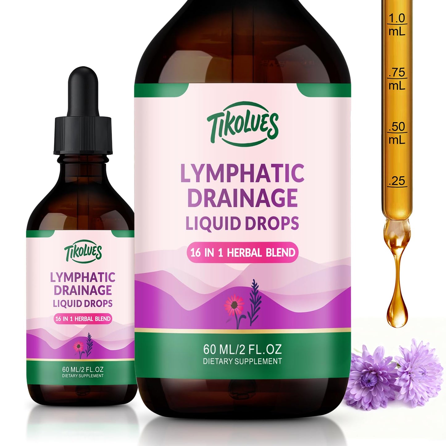 TIKOLUES Lymphatic Drainage Drops | Organic Lymphatic Cleanse Immune Support Supplement | Lymphatic Support with Echinacea & Elderberry | Herbal Blend | Non-GMO | 2 Fl Oz - dailyvitalstore