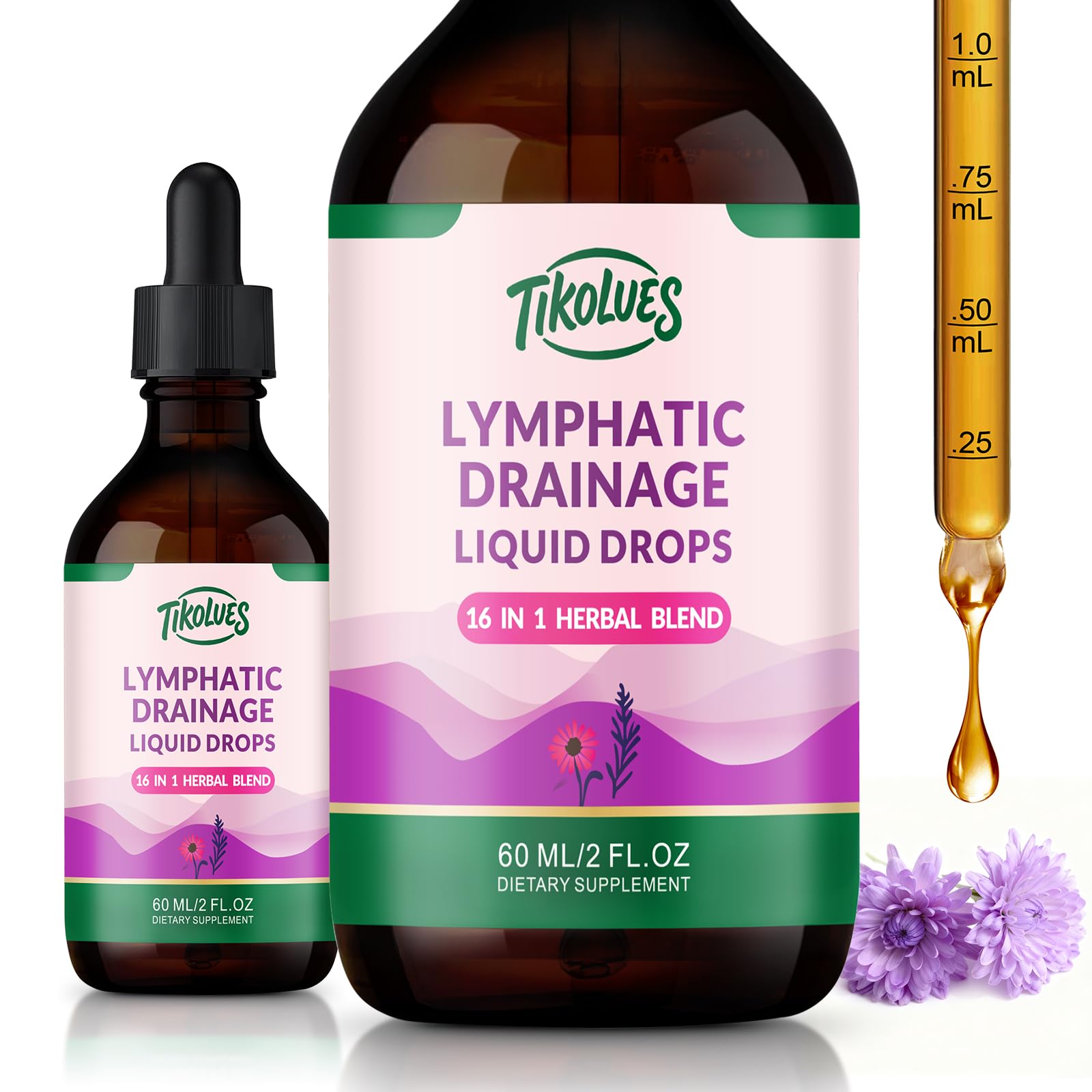 TIKOLUES Lymphatic Drainage Drops | Organic Lymphatic Cleanse Immune Support Supplement | Lymphatic Support with Echinacea & Elderberry | Herbal Blend | Non-GMO | 2 Fl Oz - dailyvitalstore