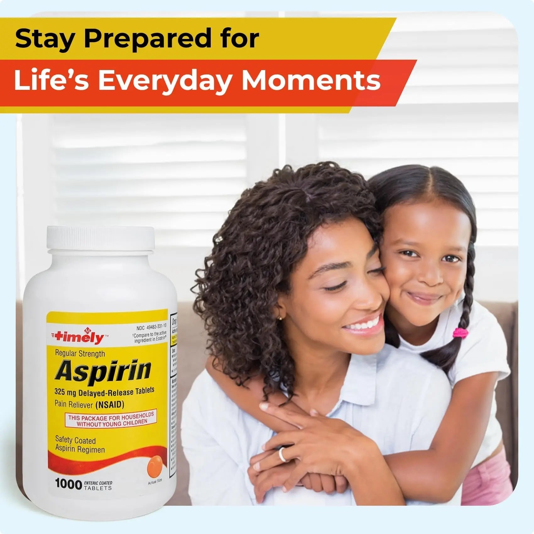 TIME-Cap Labs 1000 Regular Strength Aspirin 325mg – Delayed Release Enteric Coated Tablets for Minor Aches and Pains, NSAID Pain Reliever & Fever Reducer for Adults and Children 12 Years and Older - dailyvitalstore