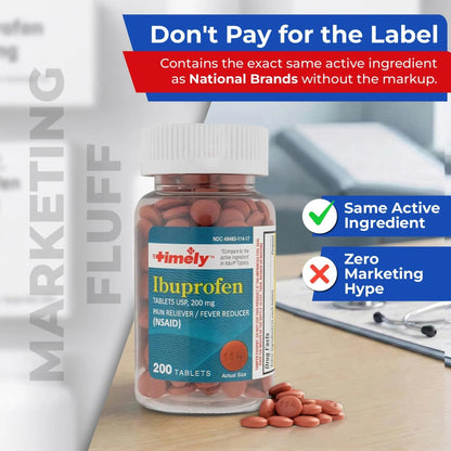 TIME-Cap Labs 200 Tablets Ibuprofen 200mg Coated - Pain Reliever & Fever Reducer (NSAID) for Adults, Helps with Headache, Back Pain, Muscle Aches, Toothaches, Menstrual Cramps & Minor Arthritis Pain - dailyvitalstore