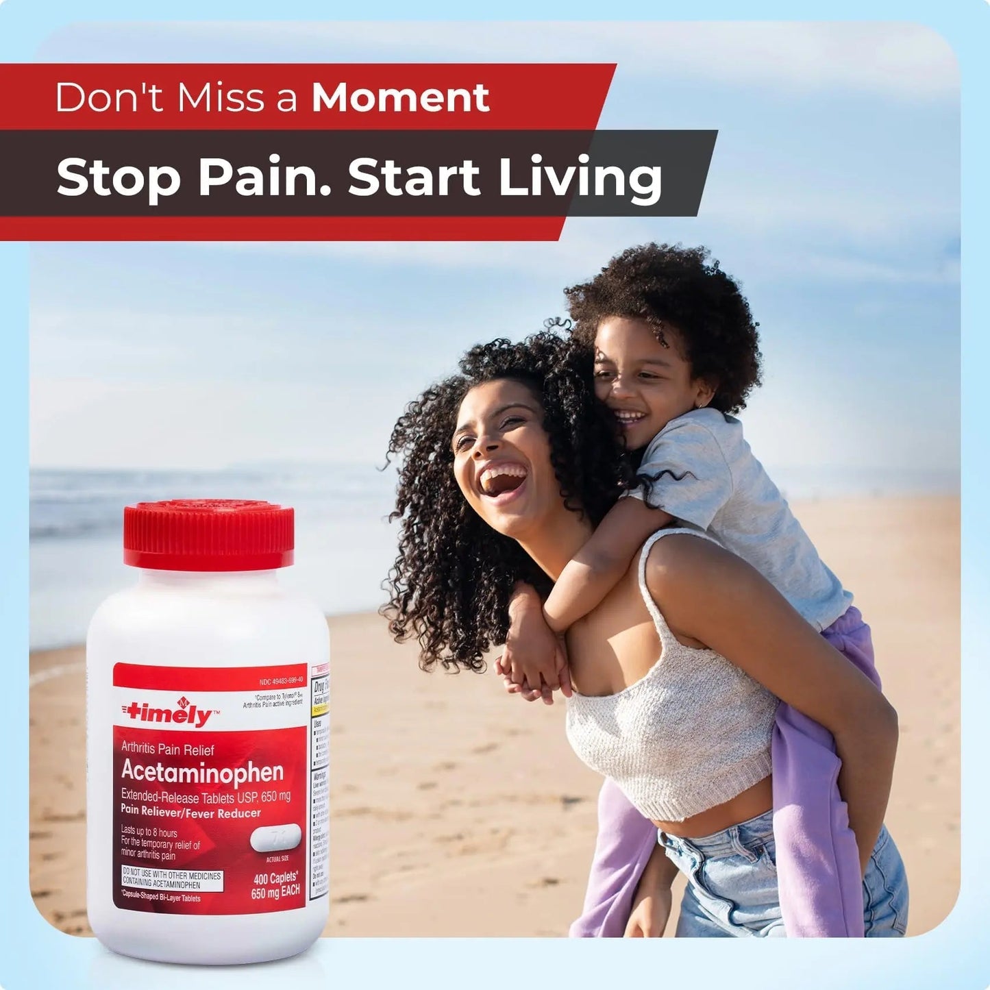 TIME-Cap Labs 400 Caplets Extended Release Acetaminophen 650mg - Pain Reliever & Fever Reducer for Adults, Helps with Headaches, Backaches, Muscle Pain, Toothaches, Arthritis & Menstrual Cramps - dailyvitalstore