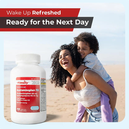 TIME-Cap Labs 400 Caplets Extra Strength Acetaminophen 500mg PM & Diphenhydramine HCl 25mg - PM Pain Reliever & Sleep Aid, Helps with Occasional Headaches & Minor Aches & Pains - dailyvitalstore