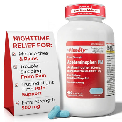 TIME-Cap Labs 400 Caplets Extra Strength Acetaminophen 500mg PM & Diphenhydramine HCl 25mg - PM Pain Reliever & Sleep Aid, Helps with Occasional Headaches & Minor Aches & Pains - dailyvitalstore