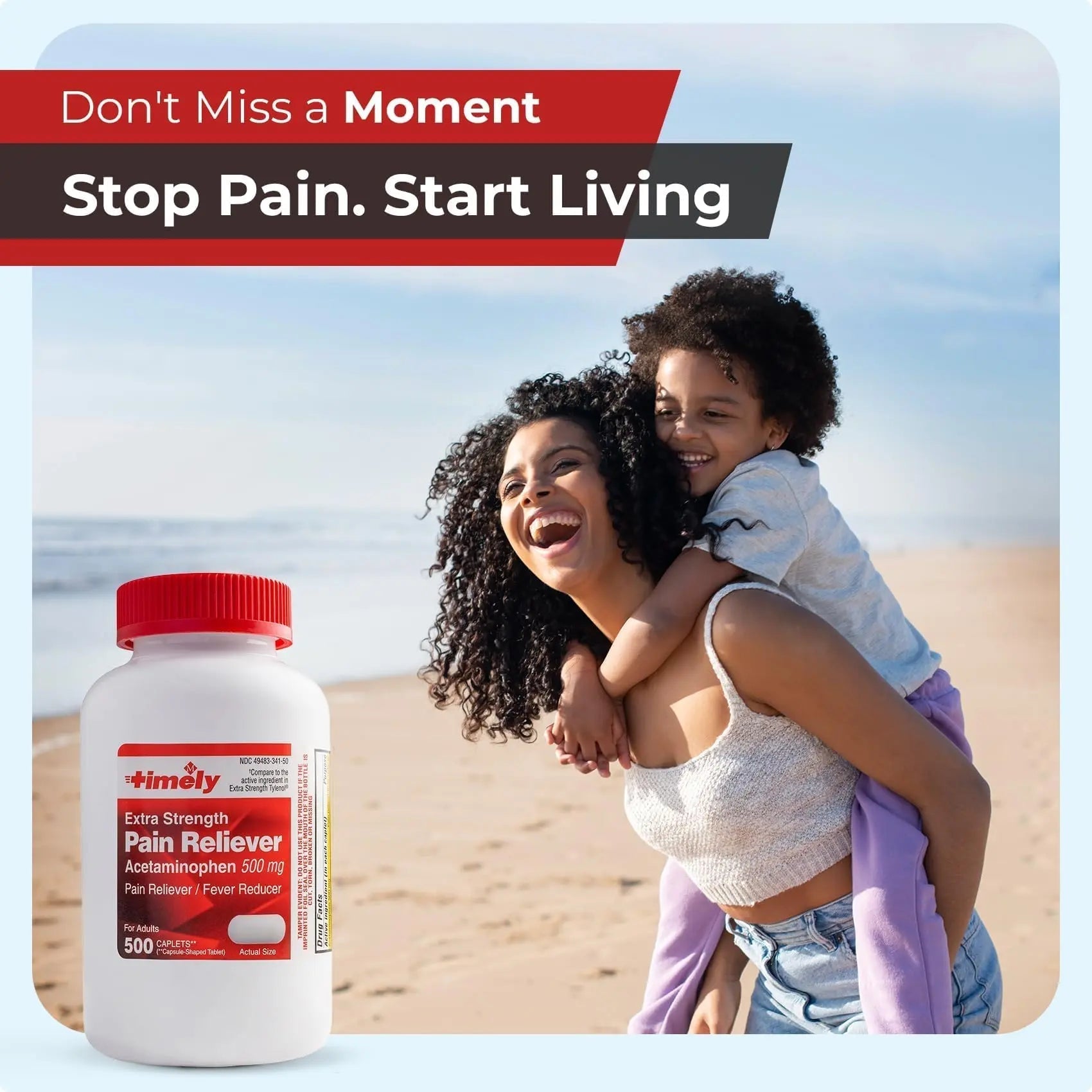 TIME-Cap Labs 500 Caplets Extra Strength Acetaminophen 500mg - Pain Reliever & Fever Reducer for Adults, Helps with Headaches, Backaches, Muscle Pain, Toothaches, Arthritis & Menstrual Cramps - dailyvitalstore