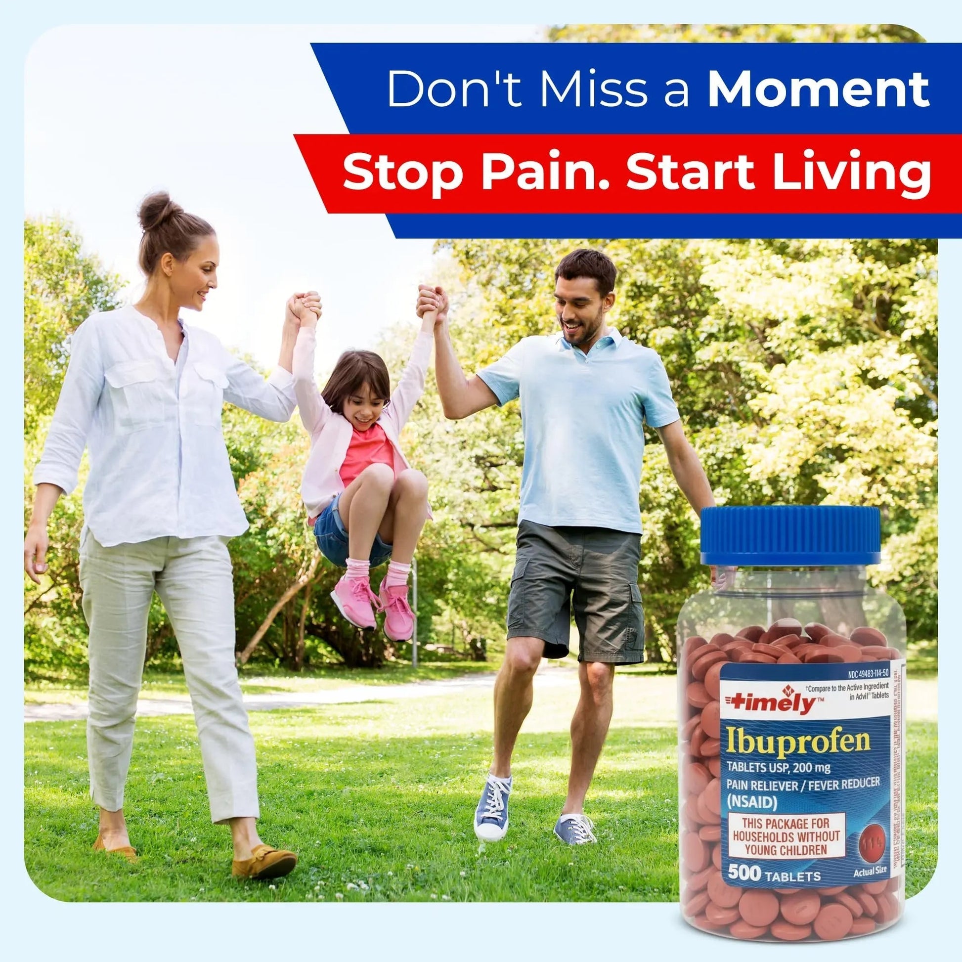 TIME-Cap Labs 500 Tablets Ibuprofen 200mg Coated - Pain Reliever & Fever Reducer (NSAID) for Adults, Helps with Headache, Back Pain, Muscle Aches, Toothaches, Menstrual Cramps & Minor Arthritis Pain - dailyvitalstore