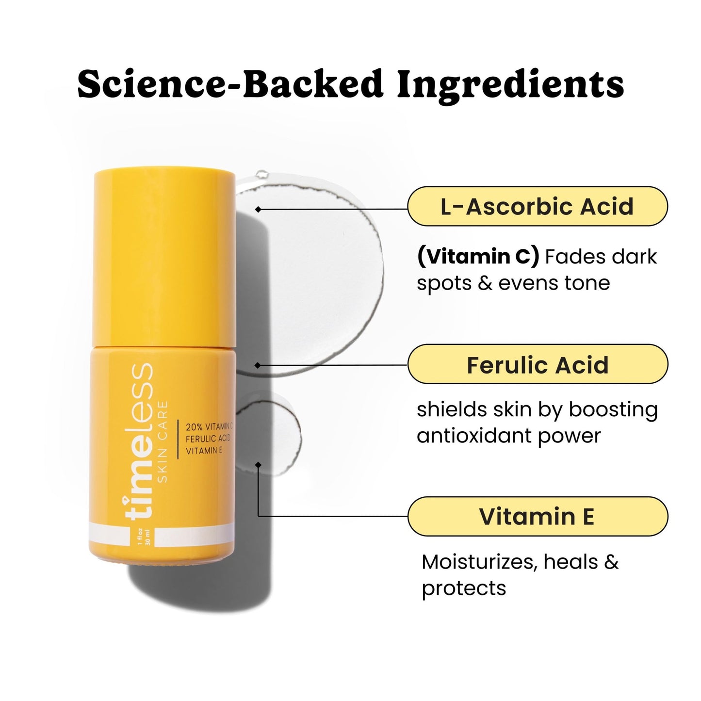 Timeless Skin Care Vitamin C Serum with Vitamin E & Ferulic Acid - Brightening Serum - for Oily & Dry Skin - Fragrance-Free - 1 oz - dailyvitalstore
