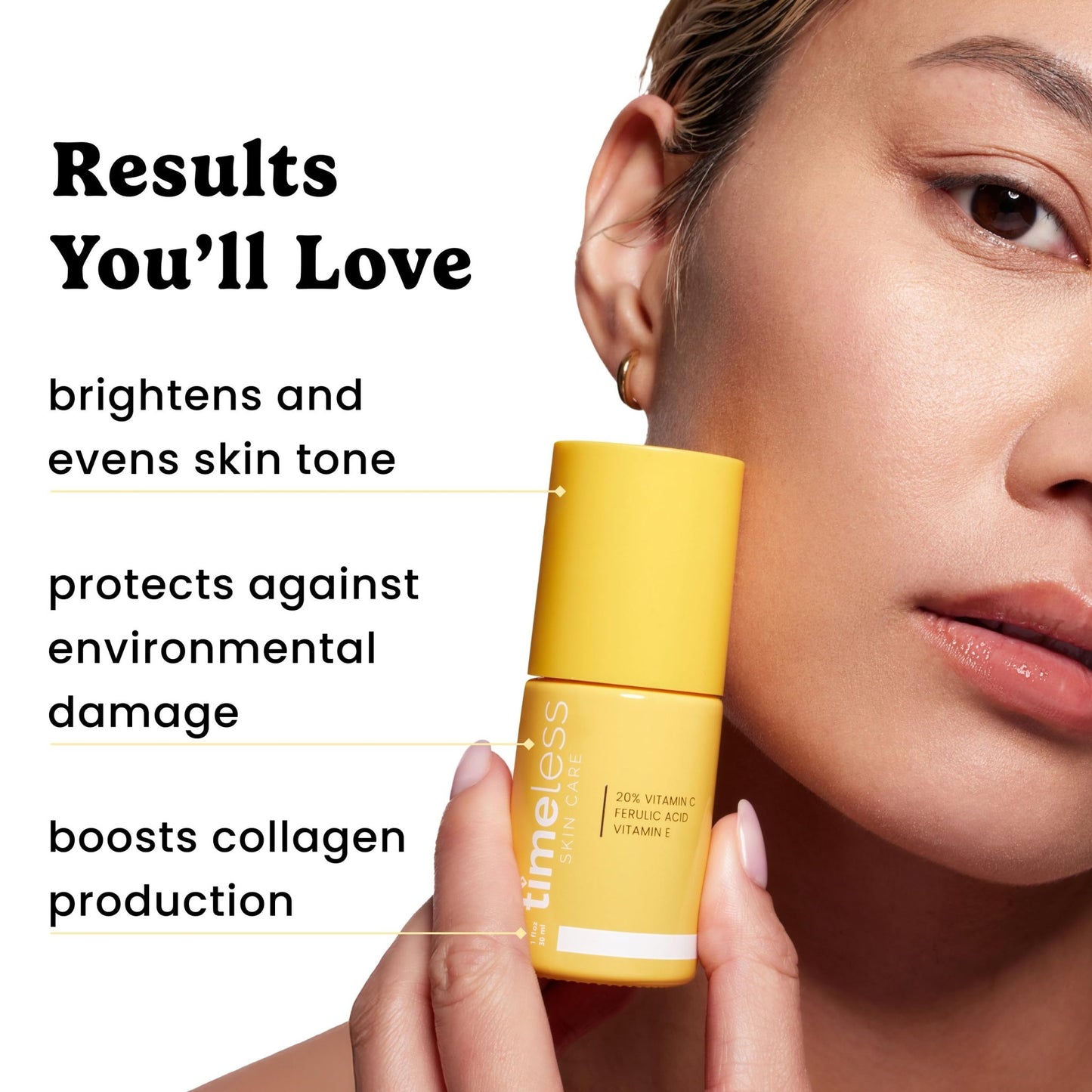 Timeless Skin Care Vitamin C Serum with Vitamin E & Ferulic Acid - Brightening Serum - for Oily & Dry Skin - Fragrance-Free - 1 oz - dailyvitalstore