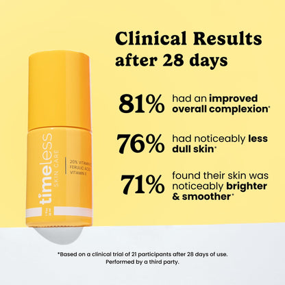 Timeless Skin Care Vitamin C Serum with Vitamin E & Ferulic Acid - Brightening Serum - for Oily & Dry Skin - Fragrance-Free - 1 oz - dailyvitalstore
