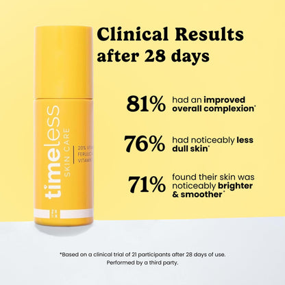 Timeless Skin Care Vitamin C Serum with Vitamin E & Ferulic Acid - Brightening Serum - for Oily & Dry Skin - Fragrance-Free - 1.7 oz - dailyvitalstore