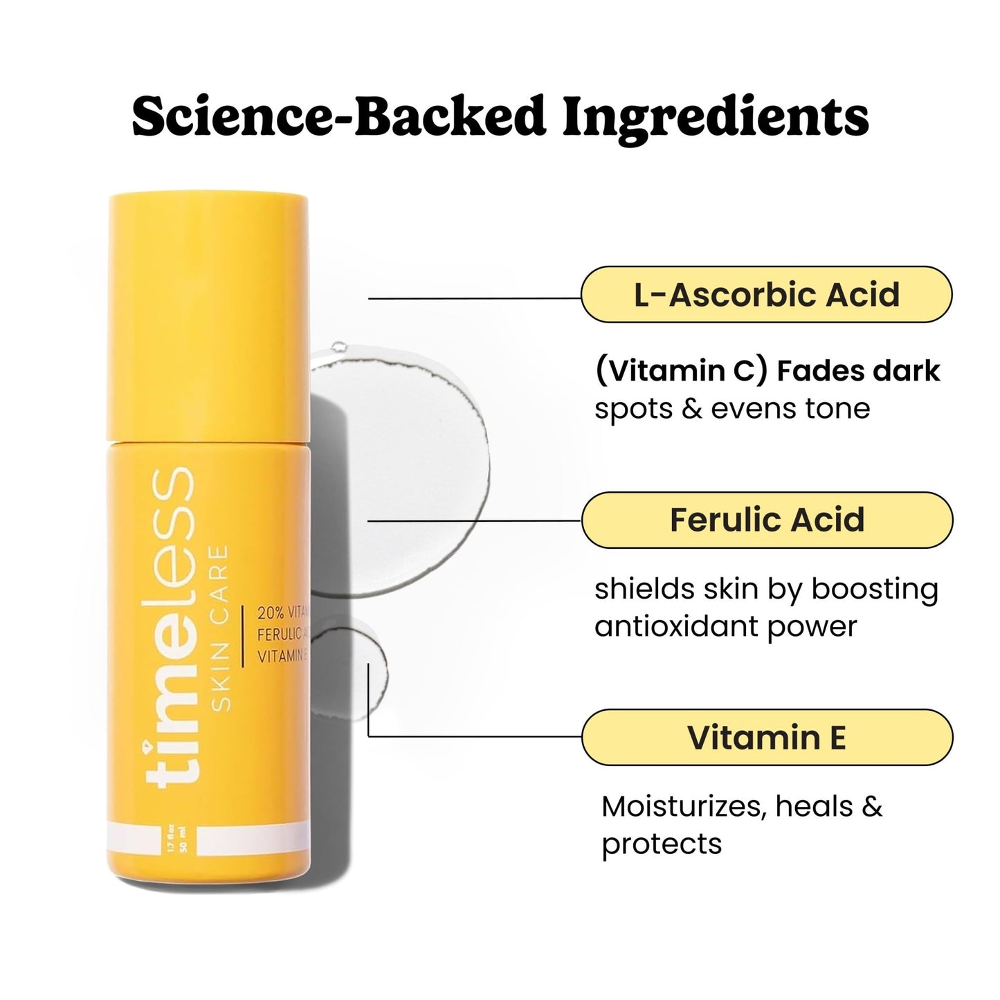 Timeless Skin Care Vitamin C Serum with Vitamin E & Ferulic Acid - Brightening Serum - for Oily & Dry Skin - Fragrance-Free - 1.7 oz - dailyvitalstore