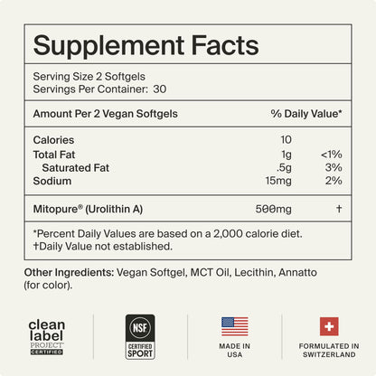 Timeline Mitopure Urolithin A Supplement Softgels - Clinically Proven Support for Healthy Aging and Cellular Renewal - dailyvitalstore
