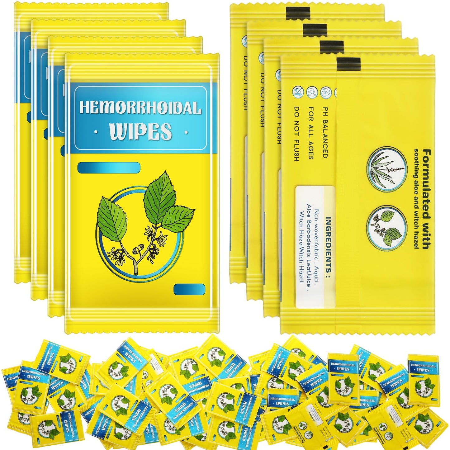 Timgle 300 Counts Individual Packing Hemorrhoid Wipes Witch Hazel Wipes for Butt Hemorrhoidal and Relief Swelling Pain Burning Itching Numbing, 5.5 x 7 Inch - dailyvitalstore