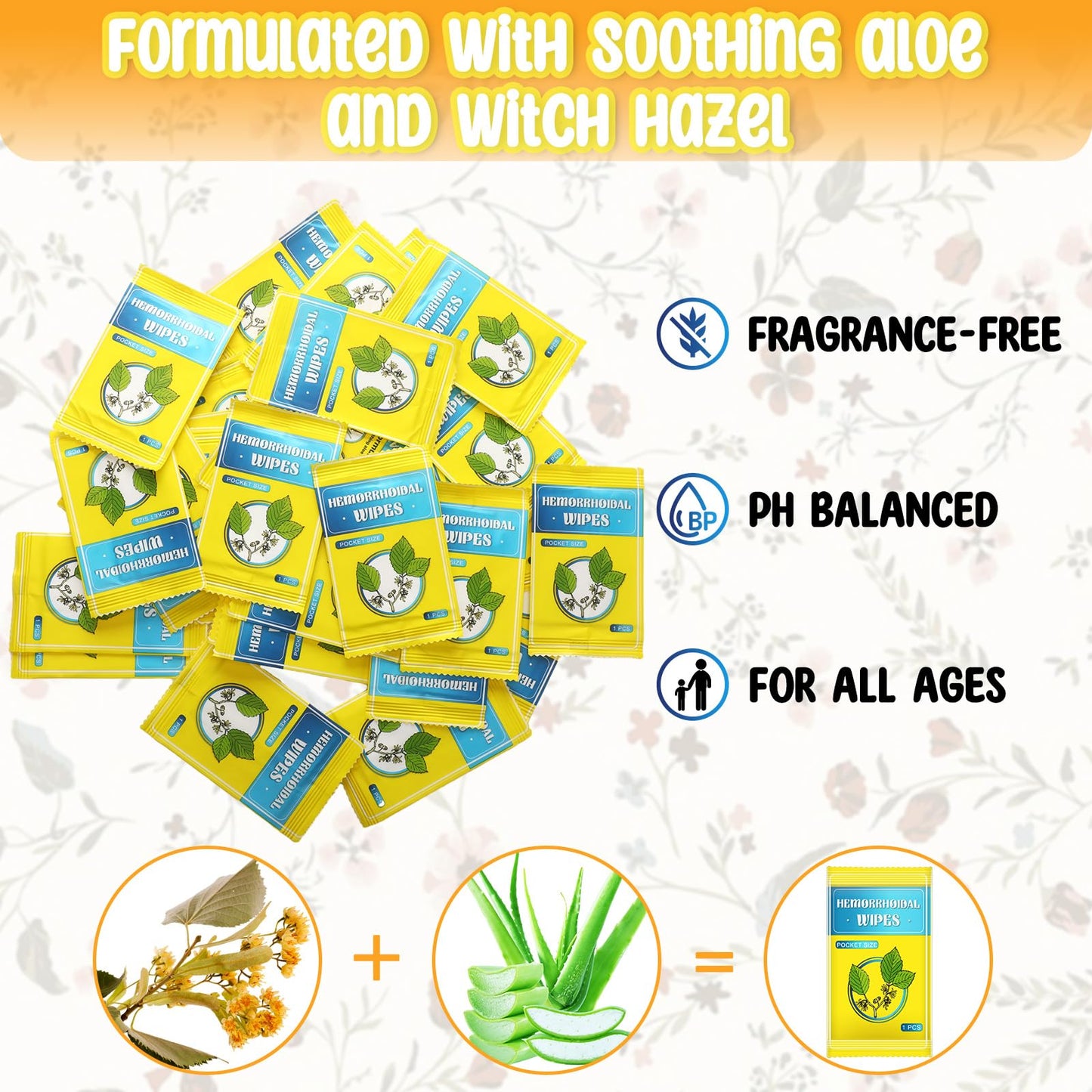 Timgle 300 Counts Individual Packing Hemorrhoid Wipes Witch Hazel Wipes for Butt Hemorrhoidal and Relief Swelling Pain Burning Itching Numbing, 5.5 x 7 Inch - dailyvitalstore