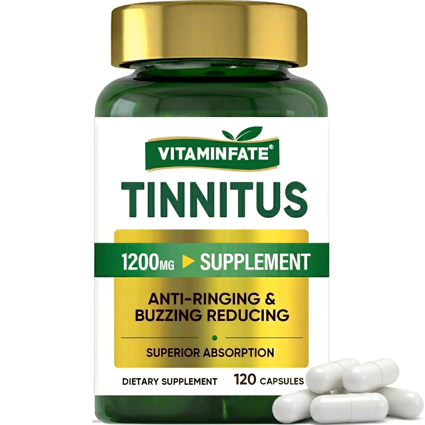 Tinnitus Relief for Ringing Ears 1200mg - 120 Capsules Advanced Ear Health Support Supplement | Supports Ear Health and Reduces Tinnitus Symptoms - Non-GMO & Vegan - dailyvitalstore