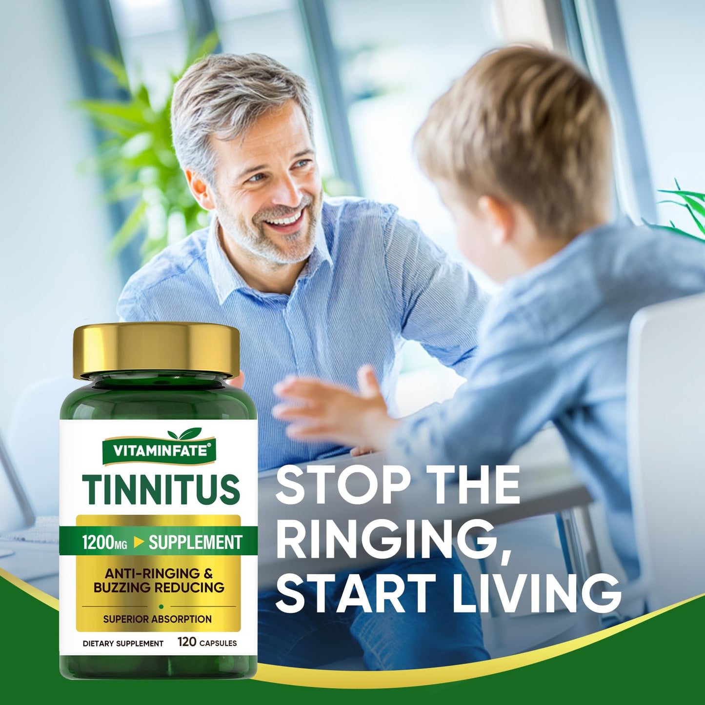 Tinnitus Relief for Ringing Ears 1200mg - 120 Capsules Advanced Ear Health Support Supplement | Supports Ear Health and Reduces Tinnitus Symptoms - Non-GMO & Vegan - dailyvitalstore
