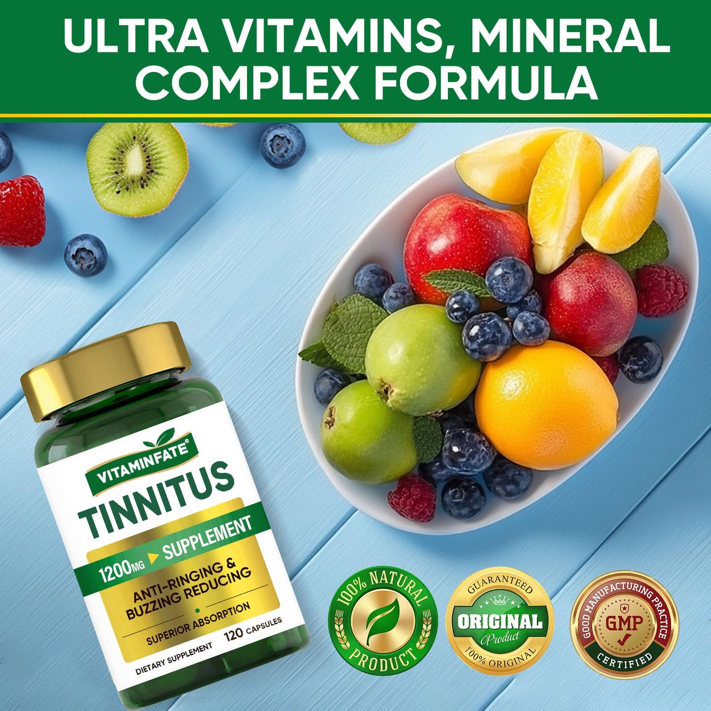 Tinnitus Relief for Ringing Ears 1200mg - 120 Capsules Advanced Ear Health Support Supplement | Supports Ear Health and Reduces Tinnitus Symptoms - Non-GMO & Vegan - dailyvitalstore