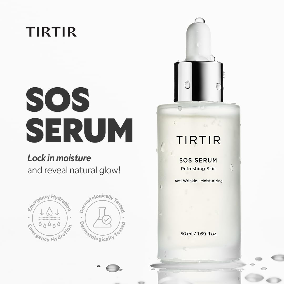 TIRTIR SOS Serum - Radiant Glow Boosting Face Serum - Plumping, Anti Aging, Hydrating - Visibly Smooth and Glowy Skin - Fragrance Free for All Skin Types, 1.69 fl.oz. - dailyvitalstore