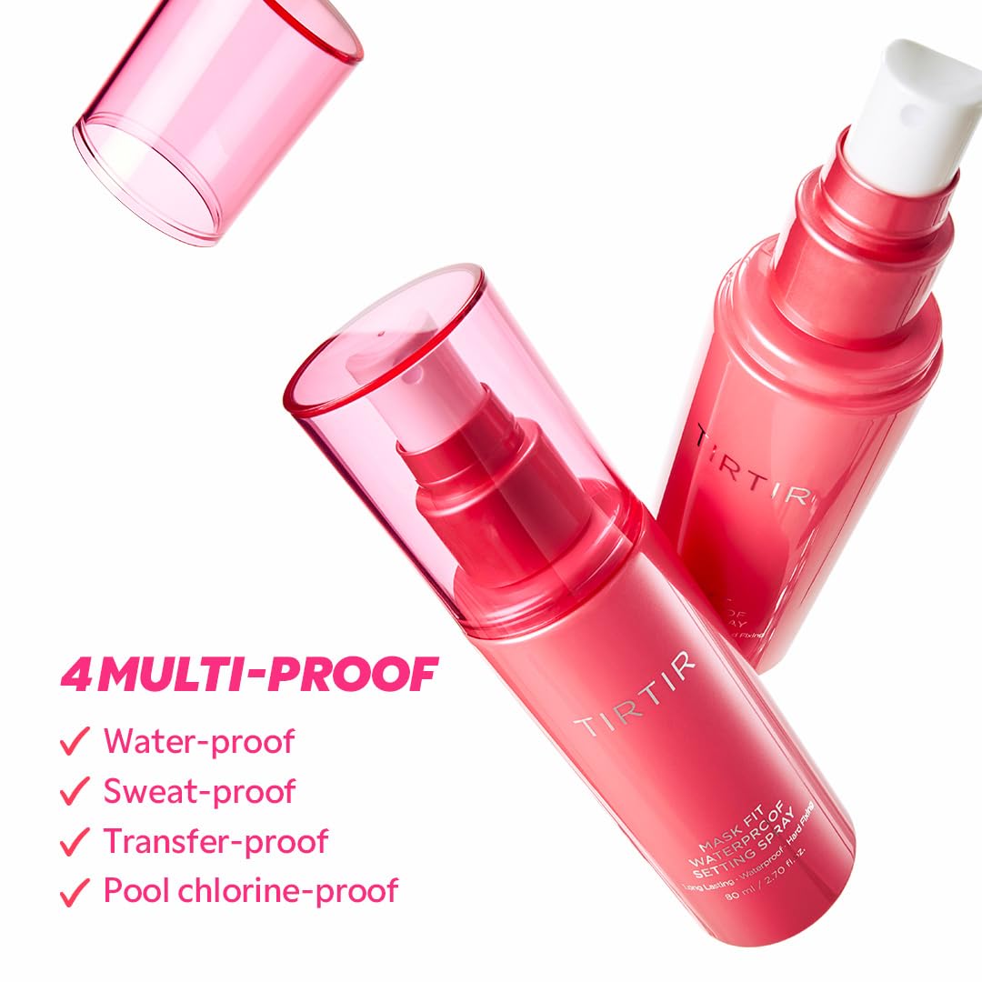 TIRTIR Waterproof Setting Spray – 24 Hour Long Lasting Fix, Sweatproof Water Resistant Makeup Finisher – Ethanol Free, Semi Matte Finish for Oily Skin – Korean Makeup Fixer - dailyvitalstore