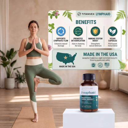 TitanVex Lymphaid - Lymphatic Drainage Supplement 100 Vegan Capsules, Herbal Lymphatic Support with Echinacea and Dandelion, Antioxidant, Respiratory and Urinary Wellbeing - dailyvitalstore