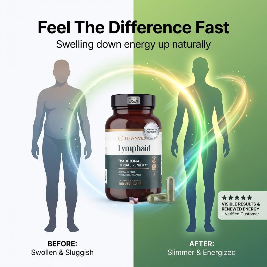 TitanVex Lymphaid - Lymphatic Drainage Supplement 100 Vegan Capsules, Herbal Lymphatic Support with Echinacea and Dandelion, Antioxidant, Respiratory and Urinary Wellbeing - dailyvitalstore