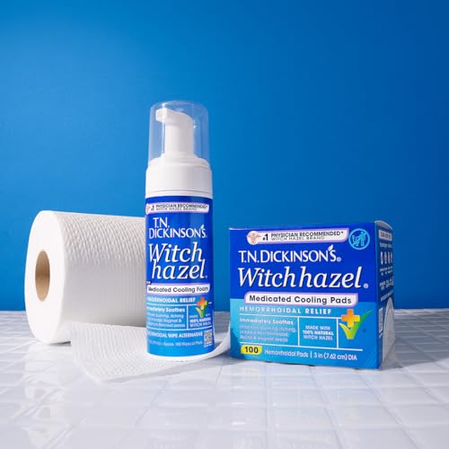 T.N. Dickinson’s Medicated Cooling Pads with Witch Hazel and Aloe | Hemorrhoid Treatment, Postpartum Care, Feminine & Rectal Relief | 100 Rounds - dailyvitalstore