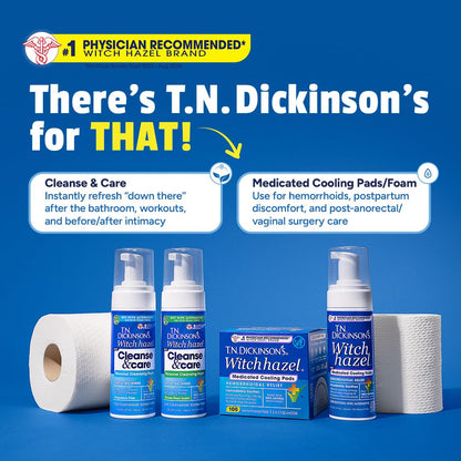 T.N. Dickinson’s Medicated Cooling Pads with Witch Hazel and Aloe | Hemorrhoid Treatment, Postpartum Care, Feminine & Rectal Relief | 100 Rounds - dailyvitalstore