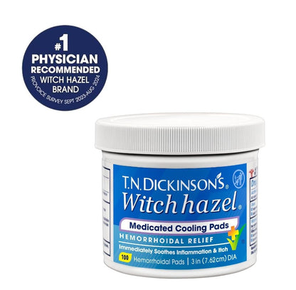 T.N. Dickinson’s Medicated Cooling Pads with Witch Hazel and Aloe | Hemorrhoid Treatment, Postpartum Care, Feminine & Rectal Relief | 100 Rounds - dailyvitalstore