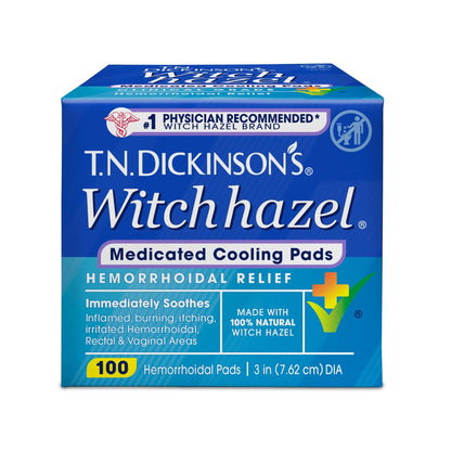 T.N. Dickinson’s Medicated Cooling Pads with Witch Hazel and Aloe | Hemorrhoid Treatment, Postpartum Care, Feminine & Rectal Relief | 100 Rounds - dailyvitalstore