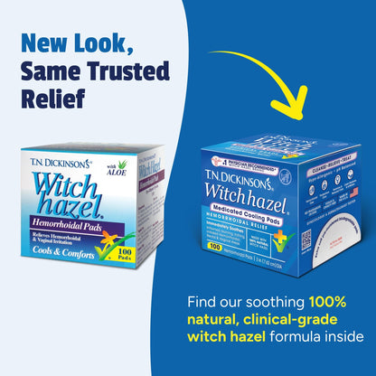 T.N. Dickinson’s Medicated Cooling Pads with Witch Hazel and Aloe | Hemorrhoid Treatment, Postpartum Care, Feminine & Rectal Relief | 100 Rounds - dailyvitalstore