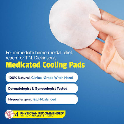 T.N. Dickinson’s Medicated Cooling Pads with Witch Hazel and Aloe | Hemorrhoid Treatment, Postpartum Care, Feminine & Rectal Relief | 100 Rounds - dailyvitalstore