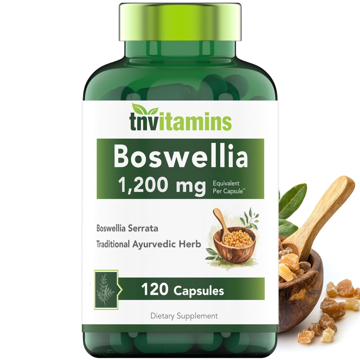 tnvitamins Boswellia Extract Capsules, 120 Count | 1,200 mg Per Capsule | 65% Boswellic Acids + 10:1 Concentrated Extract | Boswellia Serrata - dailyvitalstore